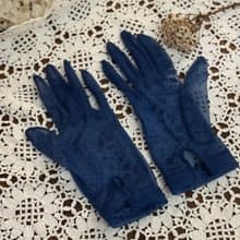 50356-典藏法國1950年代深藍薄紗手套