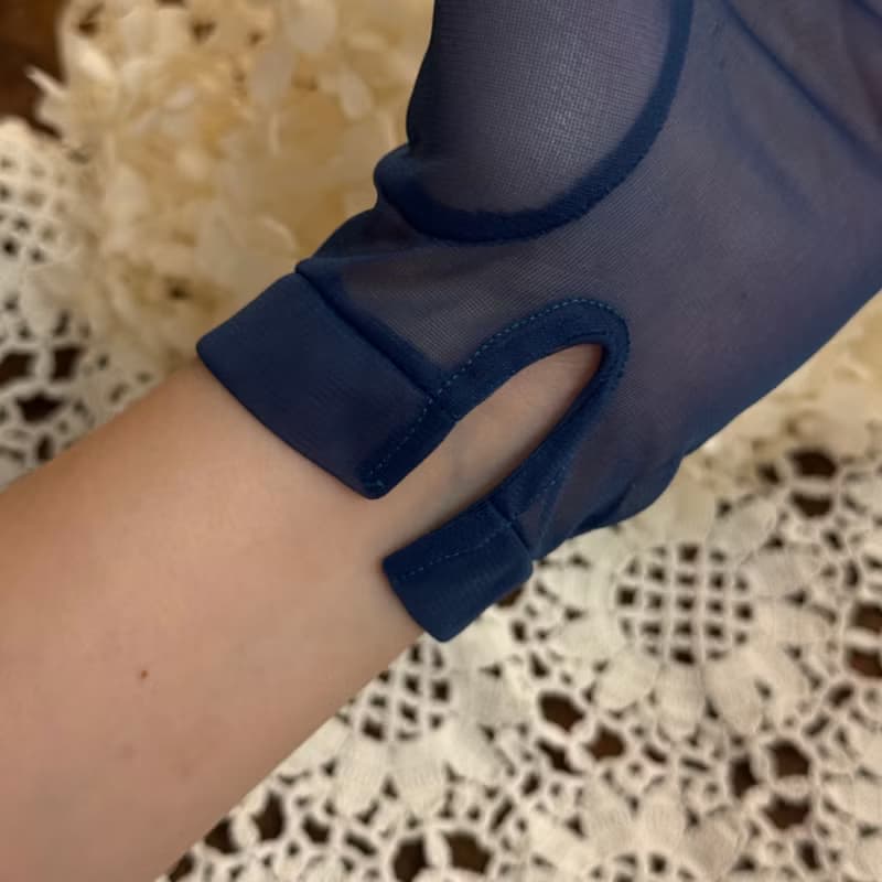 50356-典藏法國1950年代深藍薄紗手套