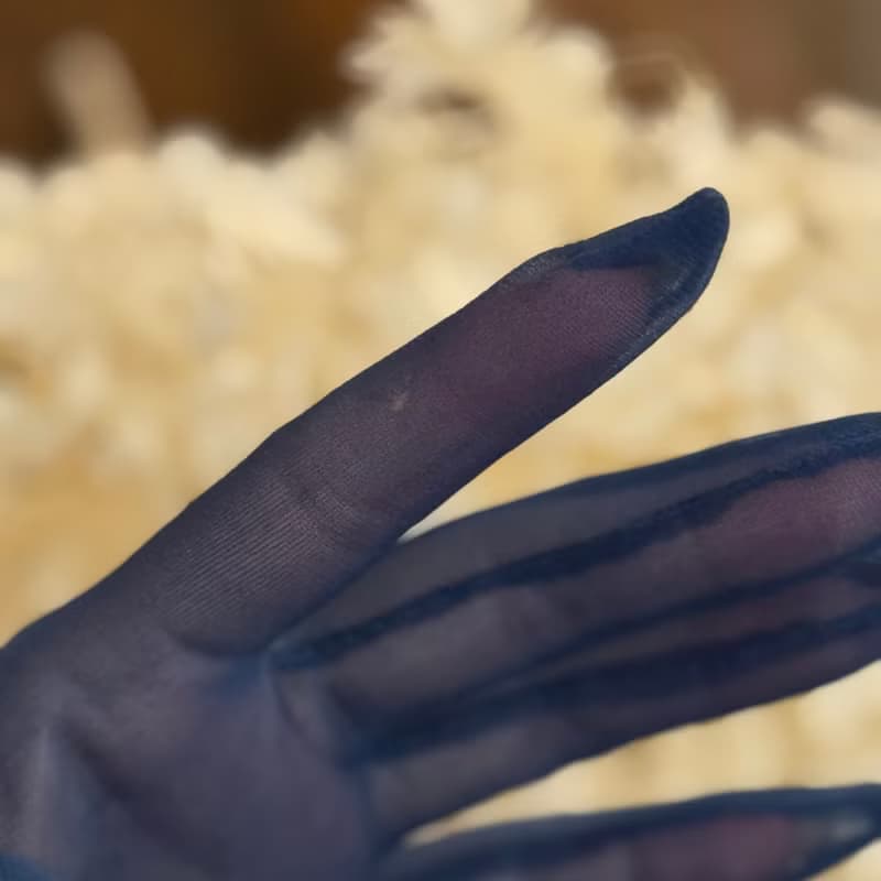 50356-典藏法國1950年代深藍薄紗手套