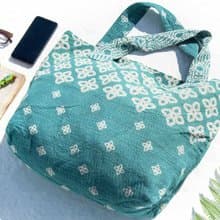 手縫紗麗布側背包/刺繡側背包/刺繡肩背包/手縫紗麗線側背包-花海