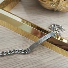 Walk by faith鈦鋼銀男女手鍊/福音/基督教禮品/聖誕禮物/情侶