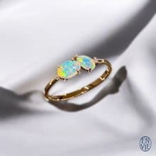 18K 澳洲蛋白石戒指 18K Australian Opal Diamond Ring 畢業禮物