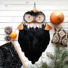 Owl dream catcher, Black dreamcatcher, Gothic wall decor, Bedroom wall hanging