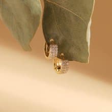 新款微鑲三排鑽耳環s925銀迷你耳圈 疊戴耳扣 聖誕禮物 推薦