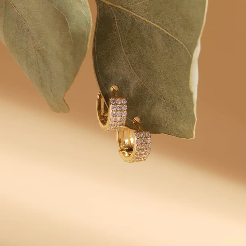 新款微鑲三排鑽耳環s925銀迷你耳圈 疊戴耳扣 聖誕禮物 推薦