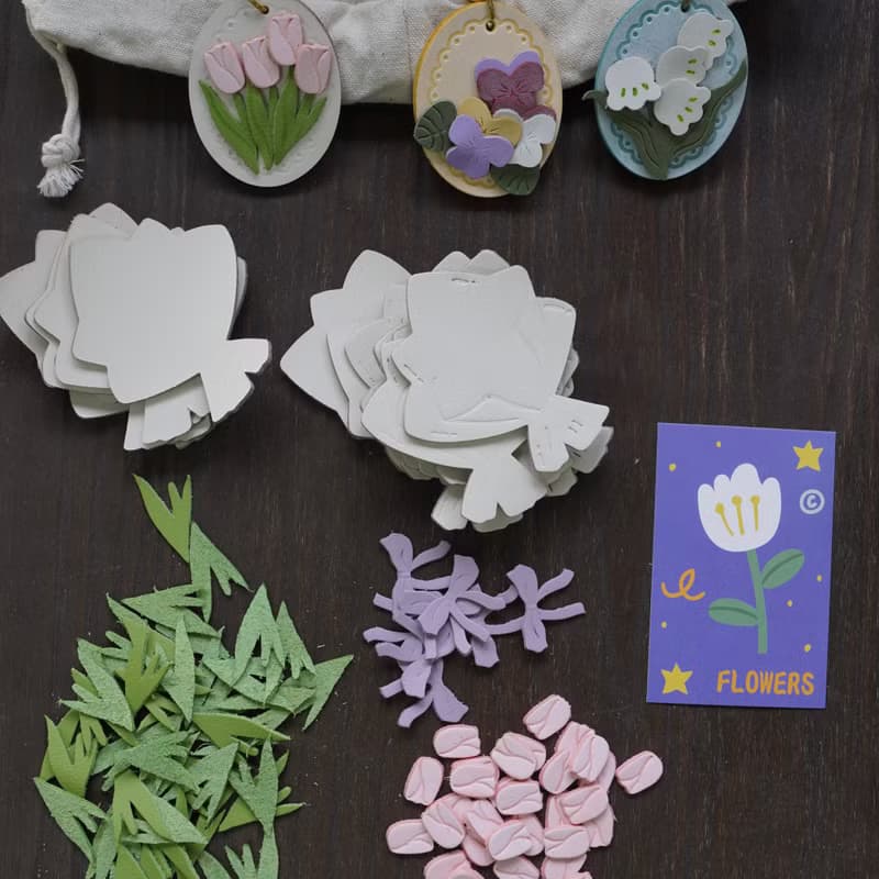 鬱金香三色堇鈴蘭花束包包掛飾