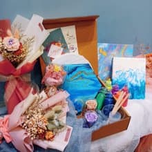 福袋 流體畫/流體熊材料包 與 花禮 禮物 手作 花束 diy