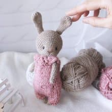Baby Bunny Doll in a pink jumpsuit, Soft rabbit toy, Stuffed Animal Toy