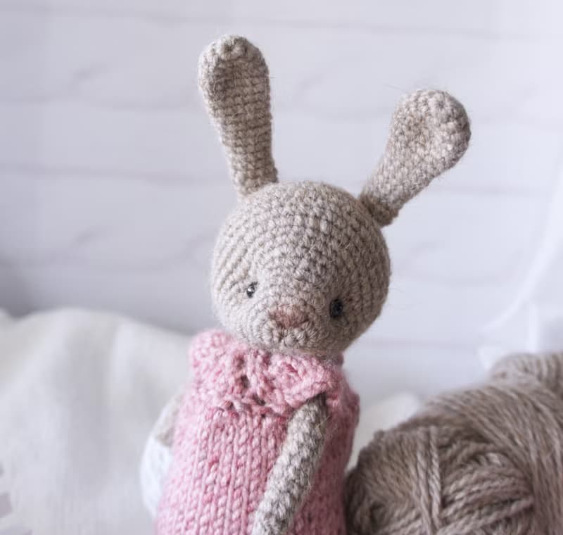 Baby Bunny Doll in a pink jumpsuit, Soft rabbit toy, Stuffed Animal Toy