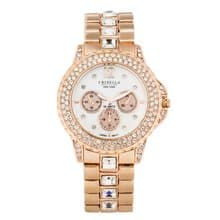 優雅閃爍鋯石金屬石英女士手錶