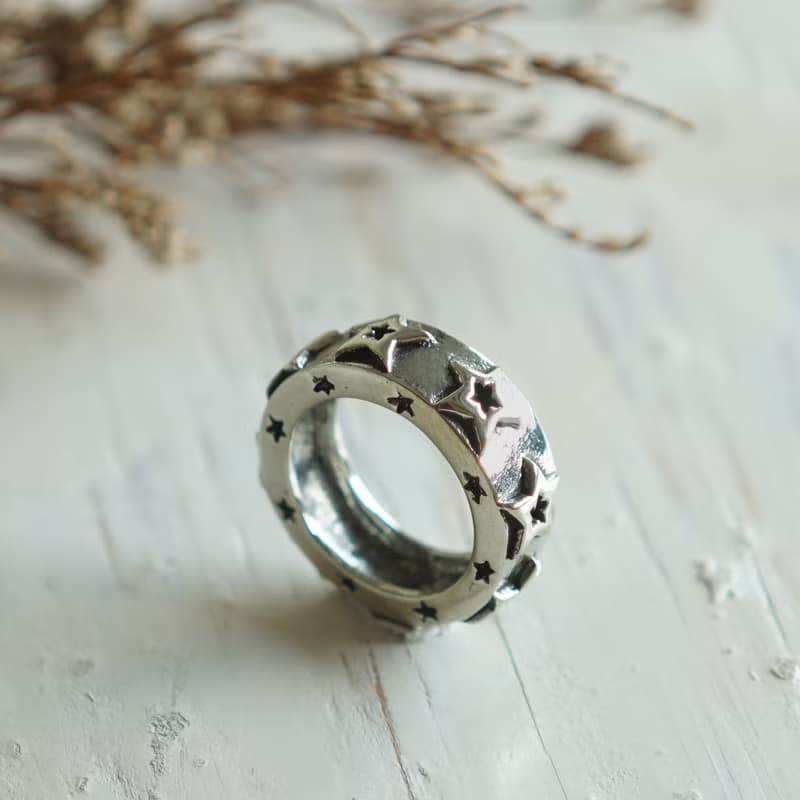 明星戒指男士銀925牛仔