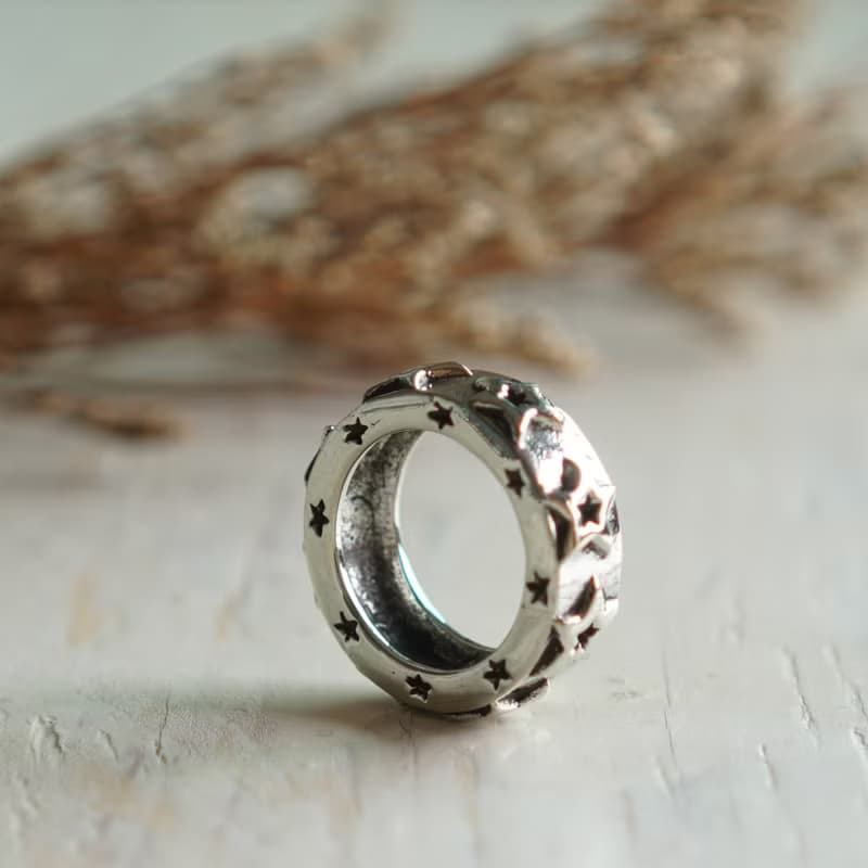 明星戒指男士銀925牛仔