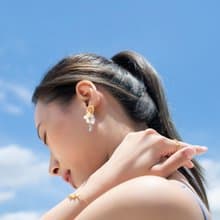【品牌設計款最佳禮物】夏日金色浪花 天然珍珠 垂墜式耳環