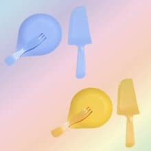 蛋糕刀*1+盤叉組*5(黃/藍隨機)