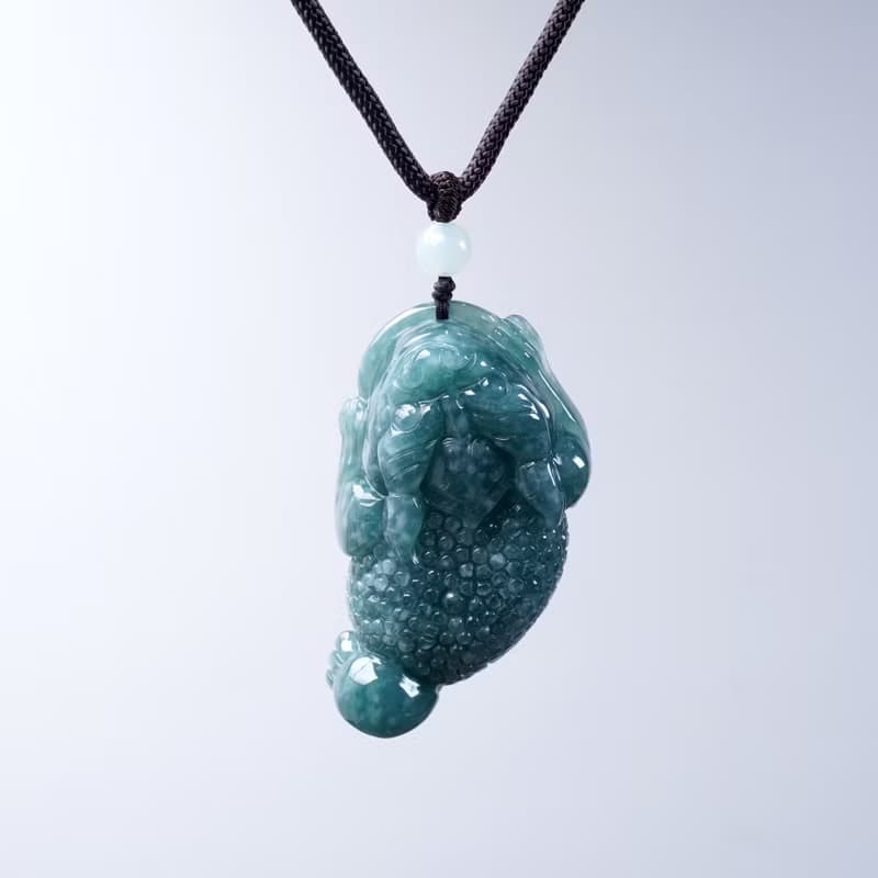 【招財神獸】藍水翡翠三腳蟾蜍項鍊 | 天然翡翠A貨 | 送禮