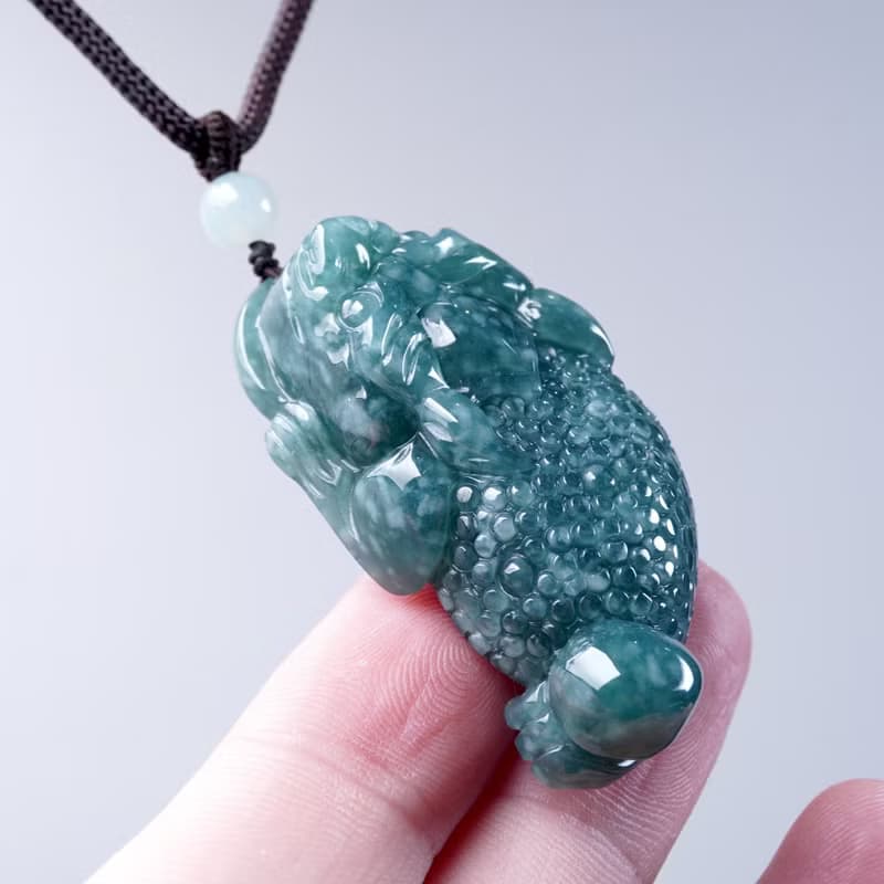【招財神獸】藍水翡翠三腳蟾蜍項鍊 | 天然翡翠A貨 | 送禮