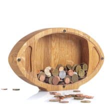 Football ball wooden piggy bank kids gift Rugby sport nursery decor wooden toy