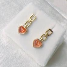 天然太陽石 日長石 純銀耳環 甜美愛心 迷人光點 好人緣