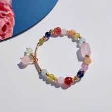 棉花糖樂園。粉晶 高品玻璃堇青石 沙弗萊石 14K包金 水晶手鍊