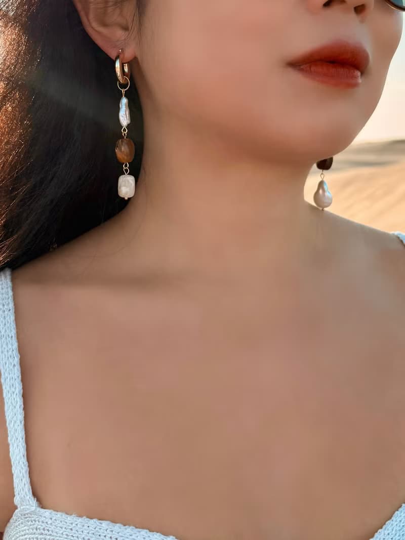 摩卡慕斯天然淡水珍珠耳環 | 可改夾式 生日 客製化禮物 聖誕禮盒