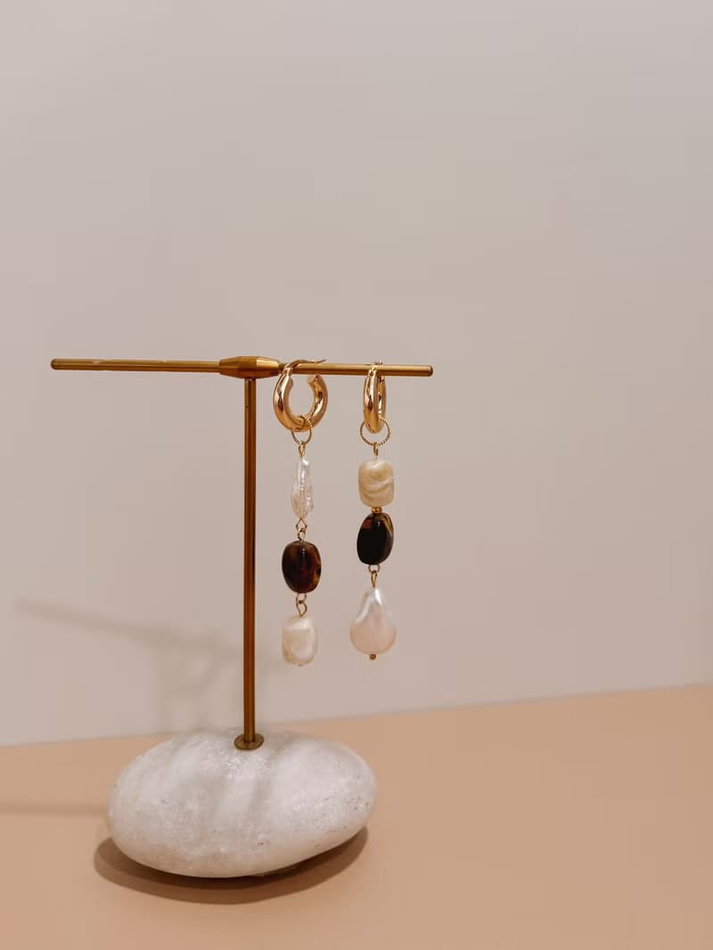 摩卡慕斯天然淡水珍珠耳環 | 可改夾式 生日 客製化禮物 聖誕禮盒