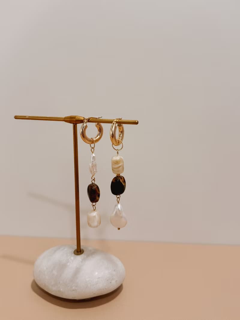 摩卡慕斯天然淡水珍珠耳環 | 可改夾式 生日 客製化禮物 聖誕禮盒