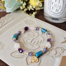 忒亞女神- 白幽靈/藍磷灰石/坦桑石/紫水晶/白水晶/好運/水晶手鍊