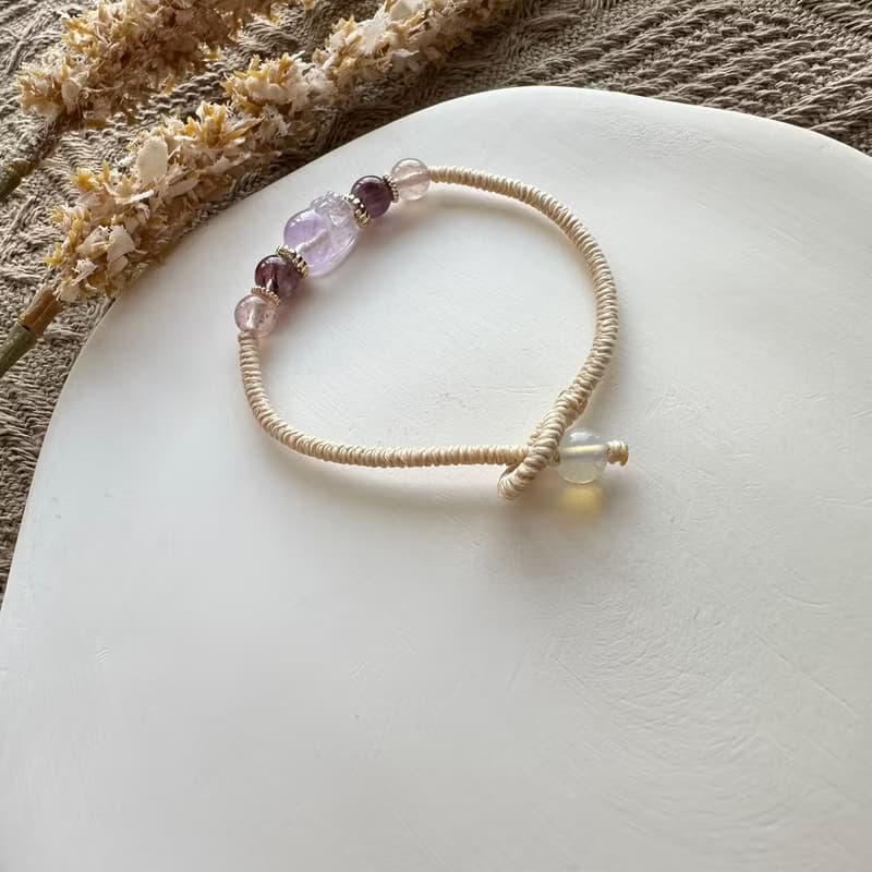 紫水晶貔貅簡約編織手鍊