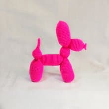 Balloon dog toy Stuffed animal toy Crochet barbie pink dog Hot pink