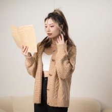 玫瑰金釦羊毛針織外套 四色