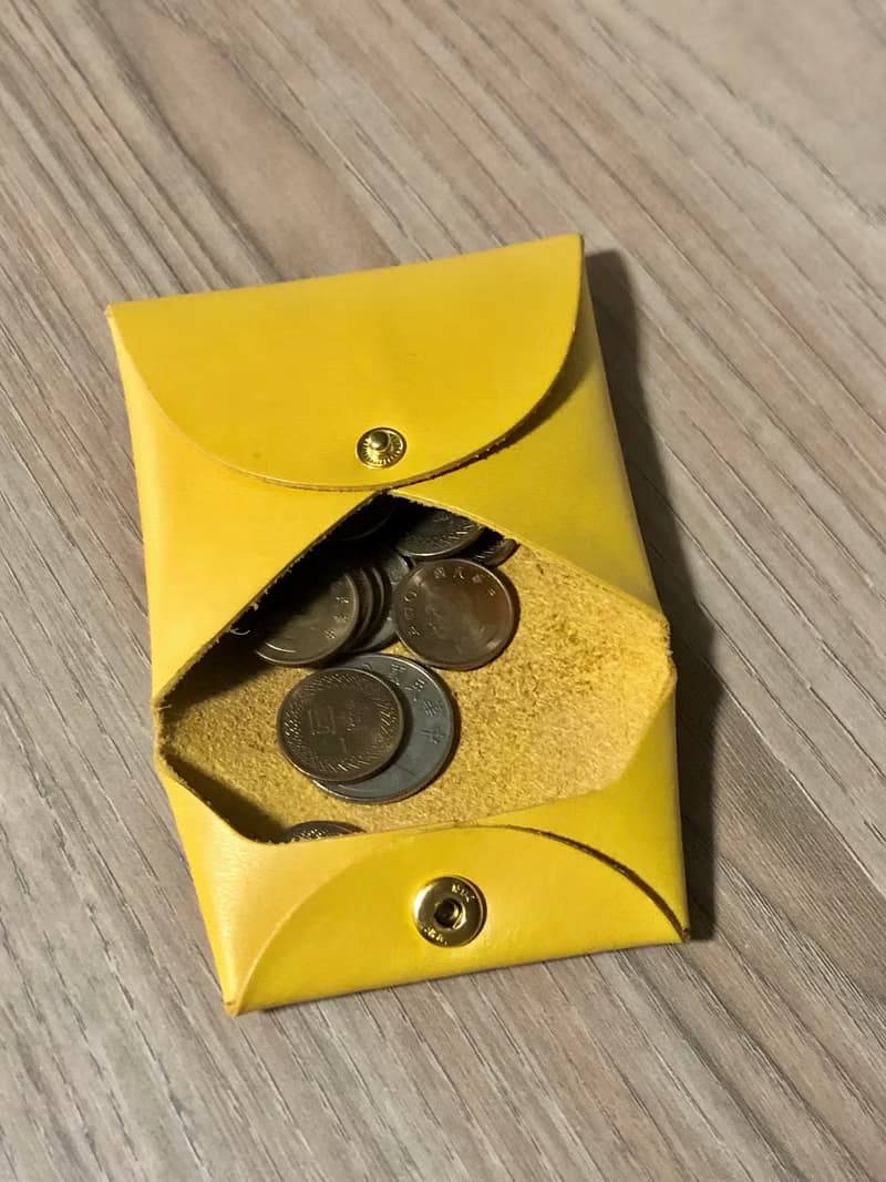 小巧方形零錢包 植鞣牛皮手工製作 小巧易收納