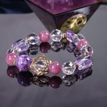 【花璽】紫水晶×白水晶×紫龍晶×梅花碧璽水晶手鍊│開運飾品