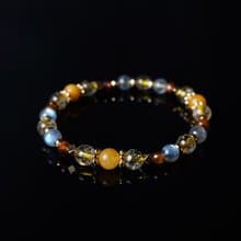 豐盛之流 // 黃玉鈦晶拉長石石榴石 手鍊 //  富足 安穩