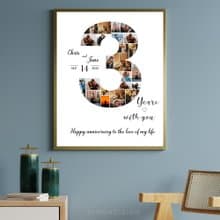 Number Photo collage Editable Canva Template, Anniversary Gift, Birthday Gift