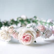 Paper Flower, Crown, Headband, Wedding, pink, soft pink, cream and white Color.