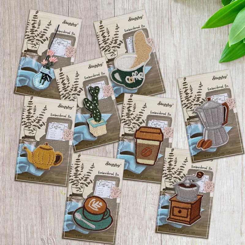 【3-8件組合Goody Bag】愛上咖啡8件套合集-刺繡胸針,別針 / 胸章