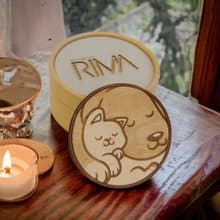 Dogs & Cats Wooden Coaster Set – Wooden Drink Coasters Featuring Adorable Pets