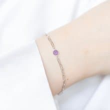 紫水晶925純銀個性鏈條手鍊