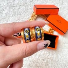 【日本中古】Vintage HERMÈS 七寶燒琺瑯耳夾 原裝盒附