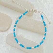 ABOVE THE CLOUDS: Turquoise and silver beads bracelet (B0098)