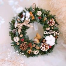 【聖誕花圈】森林松鼠花圈-大 l 日本永生雪松 附贈禮盒包裝