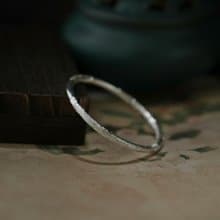 手工陰刻半雕花卉純銀手環