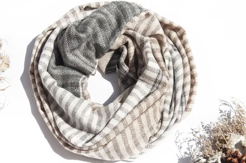喀什米爾Cashmere 針織圍巾 純羊毛圍巾 手織圍巾 編織圍巾-焦糖