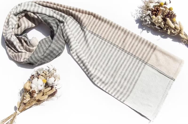 喀什米爾Cashmere 針織圍巾 純羊毛圍巾 手織圍巾 編織圍巾-焦糖