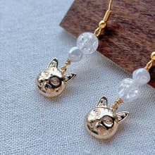 14K包真金不對稱金貓耳環