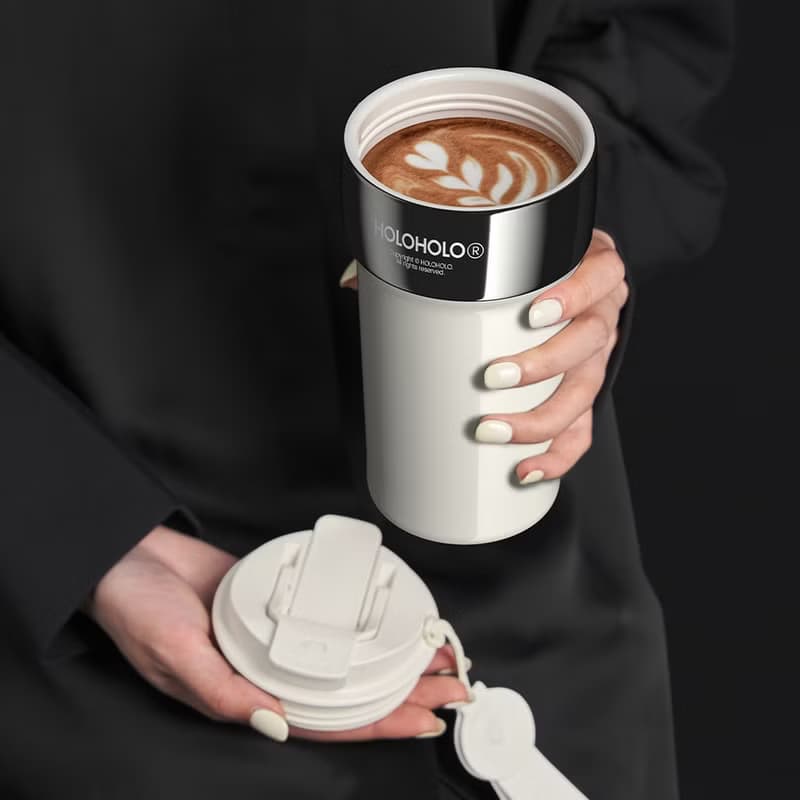 【HOLOHOLO】LATTE 吸管保溫拿鐵杯 500ml ( 2種材質 / 3色 )