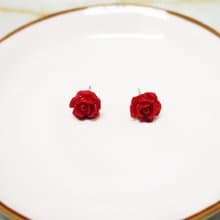 經典紅玫瑰優雅 耳飾