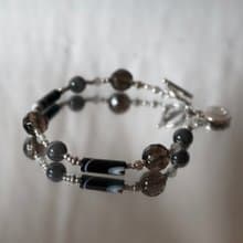 ll 下午茶系 - 黑森林蛋糕 ll 黑拉長石 茶水晶 黑瑪瑙 BR-00019