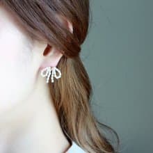 14kgf-pearl ribbon pierced earrings