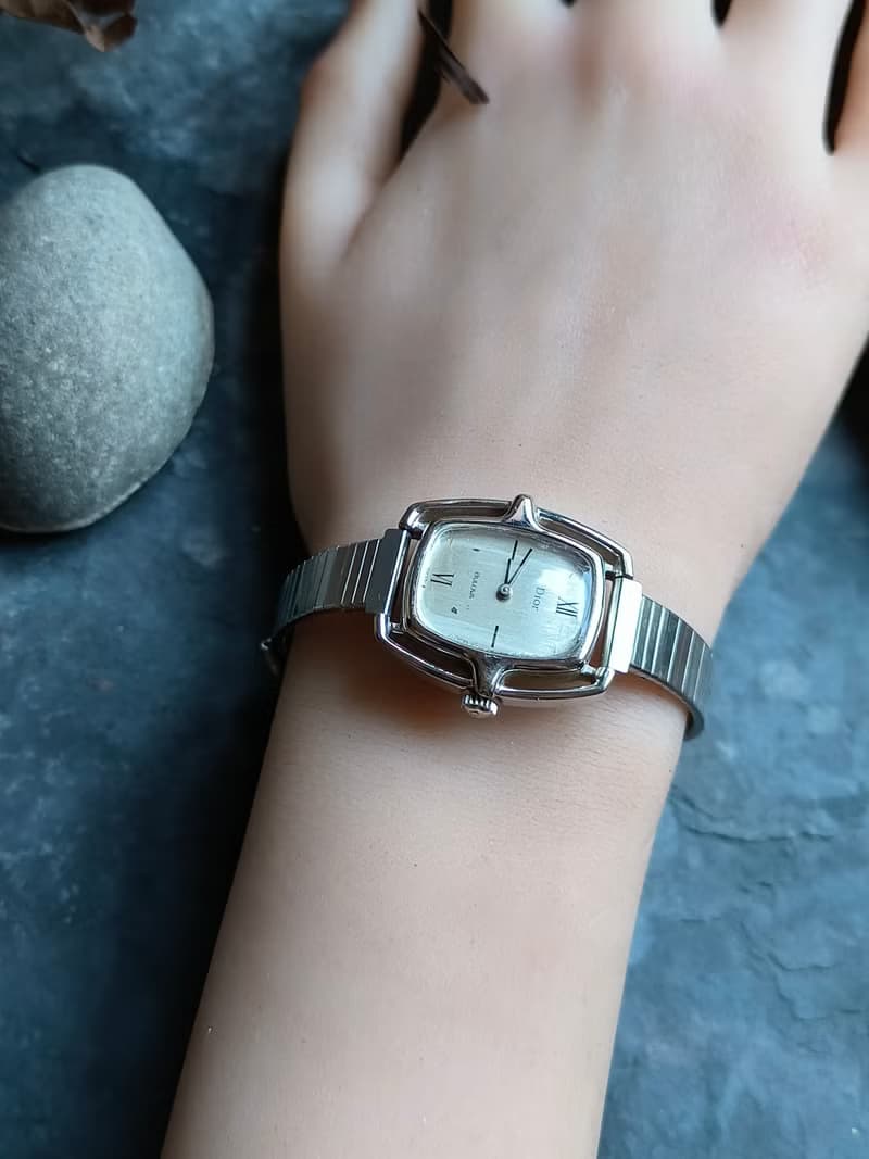 Dior 稀有款 銀色古董錶 機械手上鍊錶 manual winding